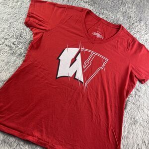 Wisconsin Badgers Shirt Womens Extra Large Red White Bucky UW Madison Hockey